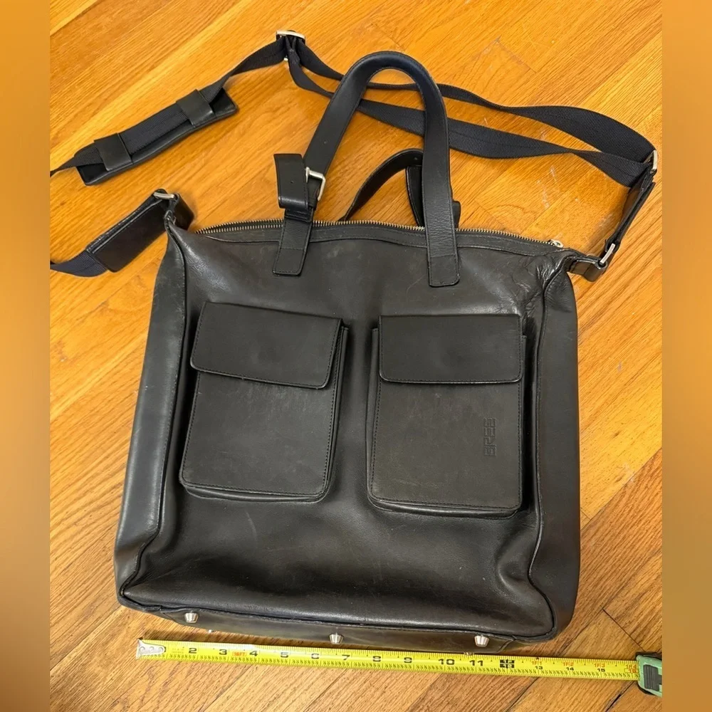 BREE BLACK LEATHER MESSENGER BAG EUC VINTAGE